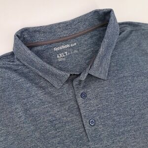 Reebok Golf Mens 4XLT Blue Heathered Performance Polo Shirt Short Sleeve